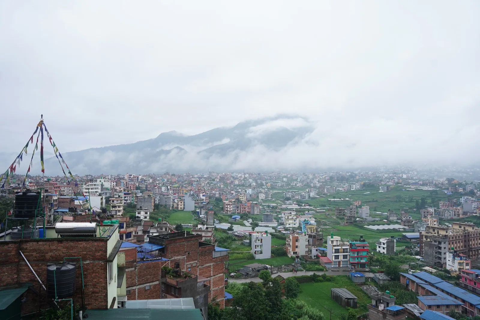 Prayer flags over the Kirtipur rooftops