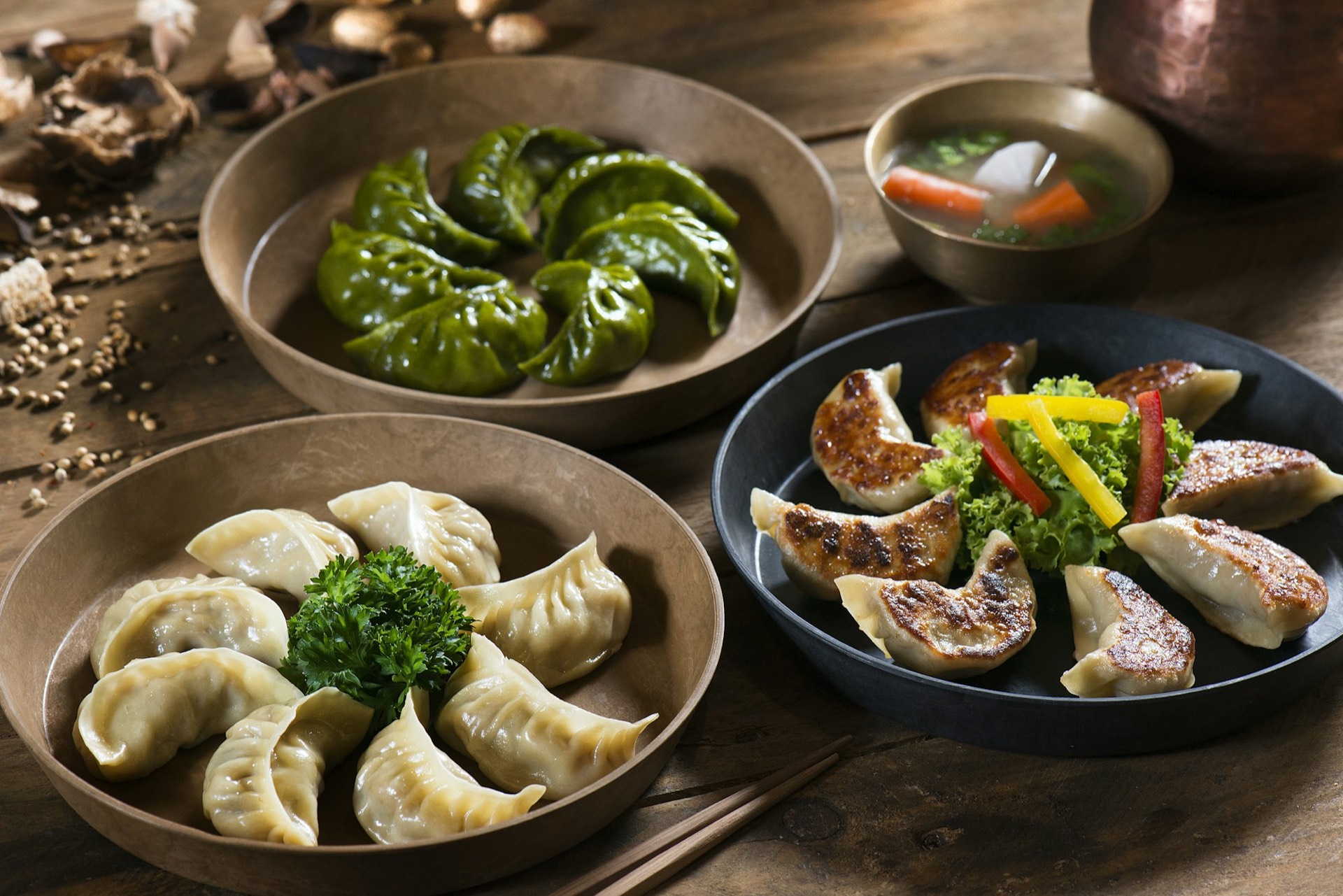 Freshly steamed momos